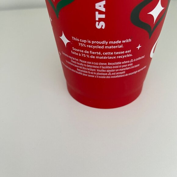 Starbucks Red Holiday Reusable Coffee Cup 16 Oz With White Lid - Picture 7 of 13
